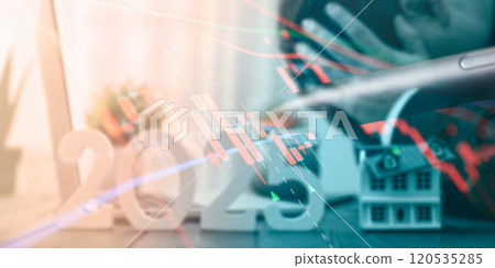 2025 Real Estate and Financial Market Crisis: Falling Charts, House Model, and Business Stress Depiction 2025 Real Estate and Financial Market Crisis: Falling Charts, House Model, and Business Stress Depiction 120535285