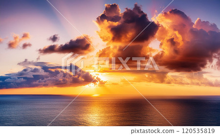 First sunrise, sunrise, morning sun, Generative AI, AI images 120535819