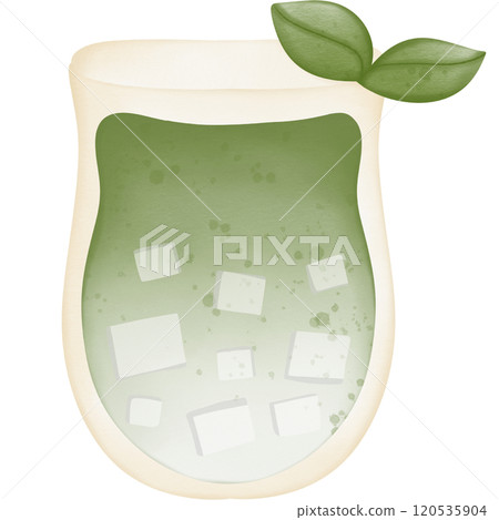 Matcha ice green tea menu summer decorations hand drawn transparency illustration 120535904