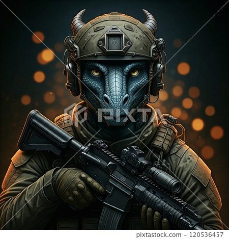 He is not just a dragon he is a soldier. Ai generated 120536457