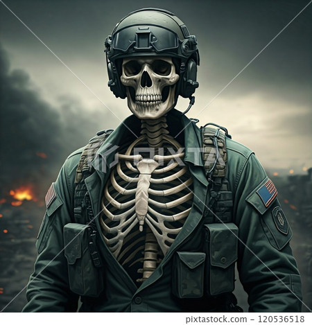 He is not just a skeleton he is a soldier. Ai generated 120536518