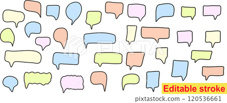 Speech bubbles of different colors drawn by hands Speech bubbles of different colors drawn by hands 120536661