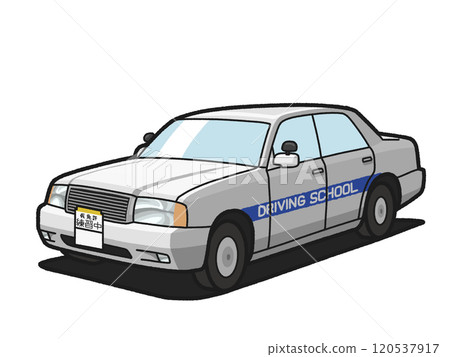 Illustration of a sedan driving school car Illustration of a sedan driving school car 120537917