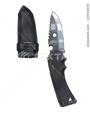 Illustration material - Outdoor knife (with sheath) 120538849