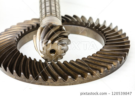 Differential transmission closeup, machinery engineeing objects Differential transmission closeup, machinery engineeing objects 120539847