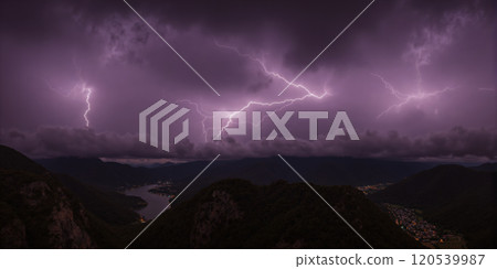 Midnight lightning storm: AI-generated image 120539987