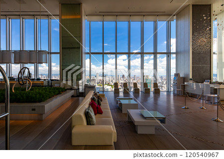 The view from the front lobby of the Osaka Marriott Miyako Hotel, a luxury foreign-owned hotel located in the Abeno Harukas skyscraper The view from the front lobby of the Osaka Marriott Miyako Hotel, a luxury foreign-owned hotel located in the Abeno Harukas skyscraper 120540967