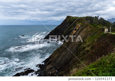 Cliffs at Ribadesella in the Cantabrian Sea. Asturias 120541171