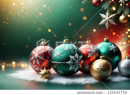 New Year greeting card with New Year balls 120541719