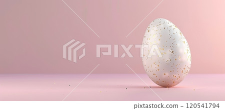 Elegant Minimalistic Easter Banner with White Egg on Soft Pink Background for Promotional Design 120541794