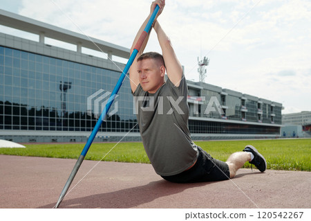 Preparing for Javelin Throw at Modern Sports Complex Preparing for Javelin Throw at Modern Sports Complex 120542267