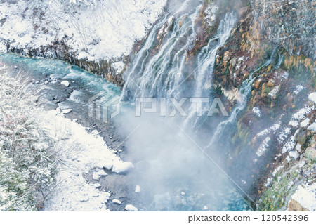 The rugged Shirahige Falls with a storm of hair The rugged Shirahige Falls with a storm of hair 120542396