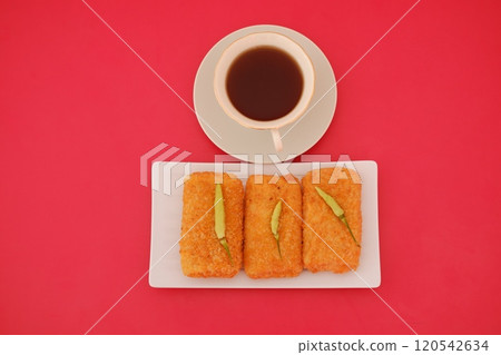 Risoles are a type of snack, typically filled with a mixture of vegetables Risoles are a type of snack, typically filled with a mixture of vegetables 120542634