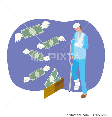 Illustration of a man suffering from high medical expenses Illustration of a man suffering from high medical expenses 120542830