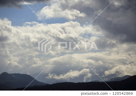A winter sky after the rain with a mixture of rainclouds and clouds 120542869