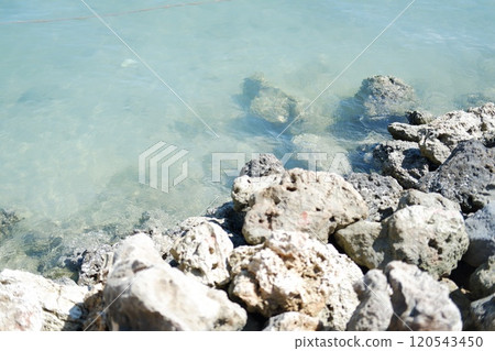 Rocky shore of the sea on a background Rocky shore of the sea on a background 120543450