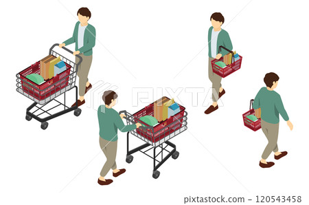 Isometric illustration: Man shopping 120543458