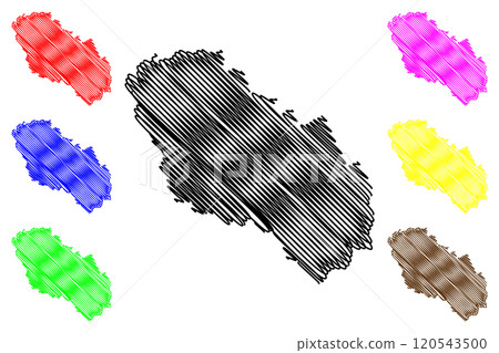 Berat County (Republic of Albania) map vector illustration, scribble sketch Berat map 120543500