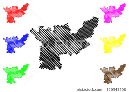 Lezhe County (Republic of Albania) map vector illustration, scribble sketch Lezhe map 120543508