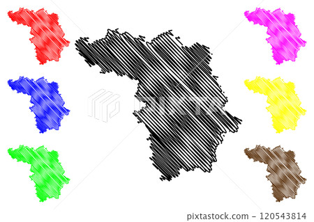 Kaunas County (Republic of Lithuania, Counties of Lithuania) map vector illustration, scribble sketch Kaunas map 120543814