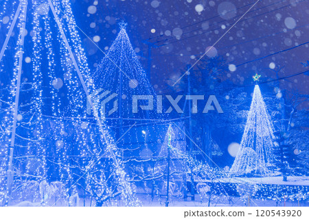 Winter in Hokkaido: Falling snow and illuminations 120543920
