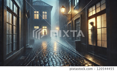 夜晚安靜的後巷,雨聲迴盪 夜晚安靜的後巷,雨聲迴盪 120544455