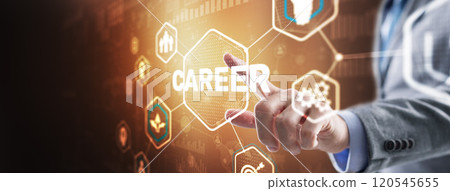 Career business on virtual screen abstract background. Mixed media 120545655