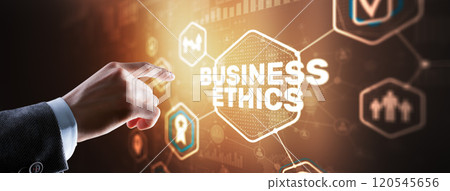 Business man writing business ethic concept on virtual screen Business man writing business ethic concept on virtual screen 120545656