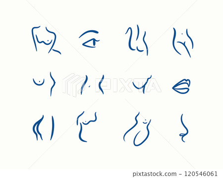Body parts linear art style blue 120546061
