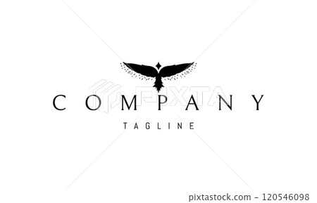 Vector logo with an abstract image of a phoenix with outstretched wings. Vector logo with an abstract image of a phoenix with outstretched wings. 120546098