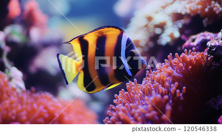 紅珊瑚礁和熱帶魚的海底世界 紅珊瑚礁和熱帶魚的海底世界 120546338