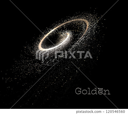 Isolated design component with shiny spiral, golden arc 120546560