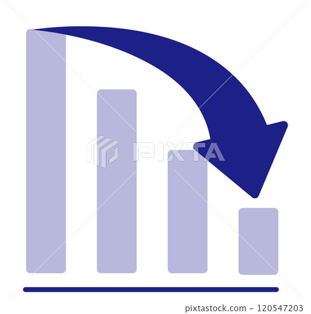 Descending blue arrow graph icon illustration Decreasing bar graph arrow Descending blue arrow graph icon illustration Decreasing bar graph arrow 120547203