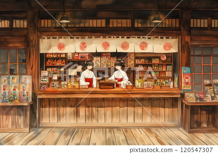 Shrine maidens delivering charms with all their heart 120547307