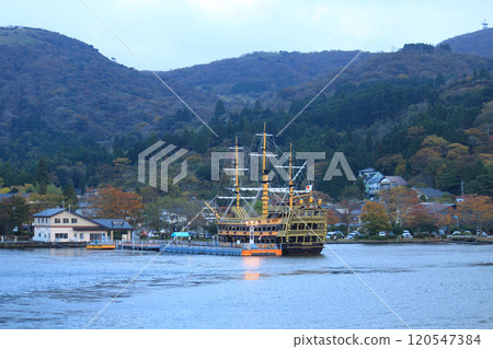 The Hakone Pirate Ship Victory calling at Hakone-machi Port The Hakone Pirate Ship Victory calling at Hakone-machi Port 120547384
