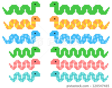 像素藝術風格蛇插圖集 像素藝術風格蛇插圖集 120547485