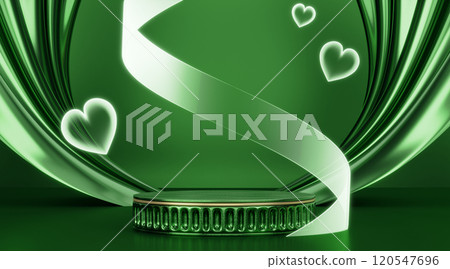 Podium geometric and plants decoration on black background .3D rendering Podium geometric and plants decoration on black background .3D rendering 120547696