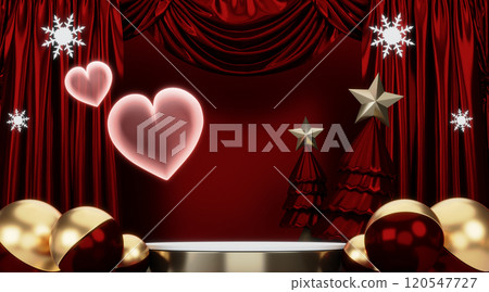Red stage podium decoration suitable for products.3D rendering Red stage podium decoration suitable for products.3D rendering 120547727