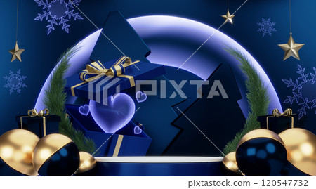 Dark blue geometric background, japanese style podium blue concept .3d rendering 120547732