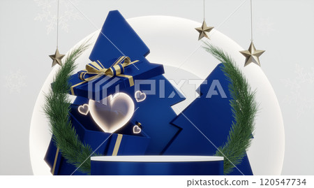 Dark blue geometric background, japanese style podium blue concept .3d rendering 120547734
