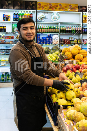 seller groceries food caucasian selling man vegan shopping market vegetable organic buying people seller groceries food caucasian selling man vegan shopping market vegetable organic buying people 120548072