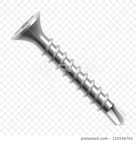 Metal self-tapping screw isolated on transparent background. Realistic 3d Vector illustration Metal self-tapping screw isolated on transparent background. Realistic 3d Vector illustration 120548783