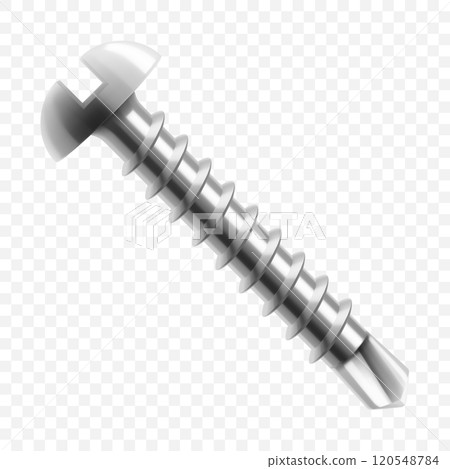 Metal self-tapping screw isolated on transparent background. Realistic 3d Vector illustration Metal self-tapping screw isolated on transparent background. Realistic 3d Vector illustration 120548784
