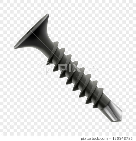 Metal self-tapping screw isolated on transparent background. Realistic 3d Vector illustration Metal self-tapping screw isolated on transparent background. Realistic 3d Vector illustration 120548785