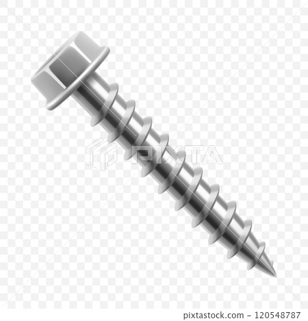 Metal self-tapping screw isolated on transparent background. Realistic 3d Vector illustration Metal self-tapping screw isolated on transparent background. Realistic 3d Vector illustration 120548787