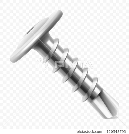 Screw with pressure washer for metal isolated on transparent background. Realistic 3d Vector illustration Screw with pressure washer for metal isolated on transparent background. Realistic 3d Vector illustration 120548793
