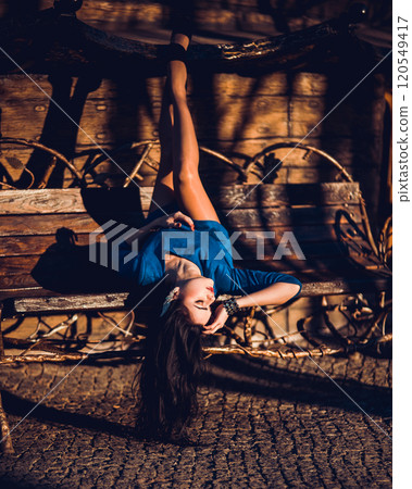 Portrait of a beautiful sexy girl with trendy makeup and manicure. Portrait of a beautiful sexy girl with trendy makeup and manicure. 120549417