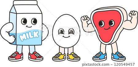 Funny cartoon protein characters 120549457