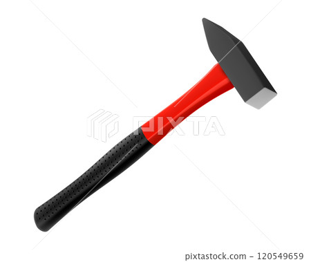 Locksmith's hammer with a rubber handle isolated on white background. Fitter's hammer for chiselling and driving in nails and dowels as well as for joining components. Realistic 3d vector illustration 120549659