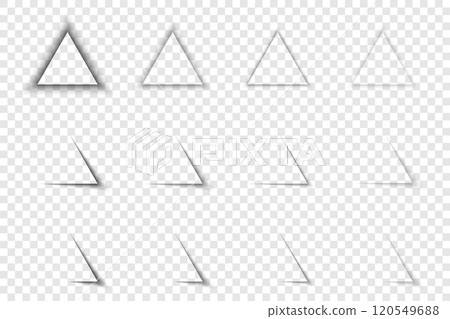 Set of triangular shadows with soft edges isolated on transparent background. Realistic paper shadow effect. Element for advertising and promo web banner. Abstract vector template for design Set of triangular shadows with soft edges isolated on transparent background. Realistic paper shadow effect. Element for advertising and promo web banner. Abstract vector template for design 120549688